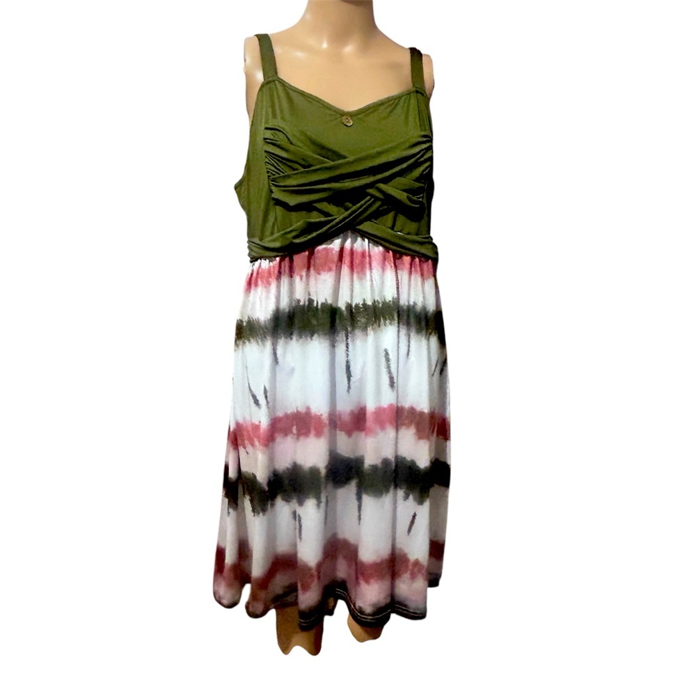 Olive Green and Multicolor Women's Dress